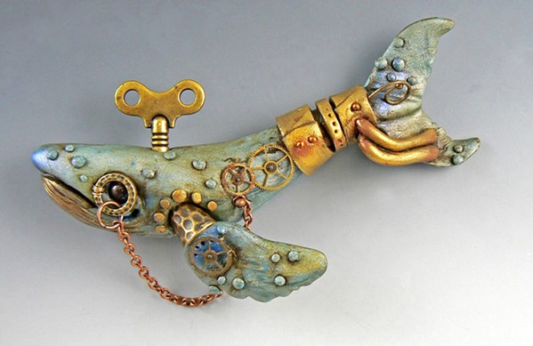 MALLEABLE Artist Christi Friesen&mdash;who creates sculptures, figurines, and jewelry using polymer clay&mdash;will teach a workshop at Art Center Morro Bay at the end of April, where participants will make their own steampunk whales. - PHOTOS COURTESY OF CHRISTI FRIESEN