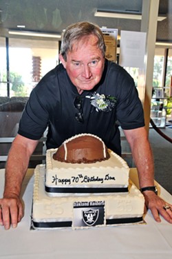 GENTLE GIANT Seven years ago, Dan Conners celebrated his 70th birthday at the SLO Elks Lodge, where the public is welcome on June 23 for the pro footballer's celebration of life. Conners died on April 28 in San Luis Obispo. - PHOTO COURTESY OF RYAN COPELAND