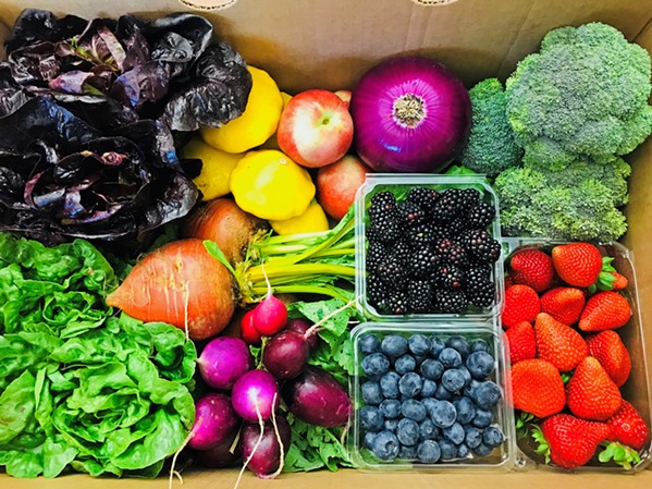 RAINBOWS IN A BOX Talley Farms Fresh Harvest CSA farm-share program offers a variety of seasonal fresh fruits and veggies delivered weekly, biweekly, and monthly to pickup locations throughout SLO and Northern Santa Barbara counties. - PHOTO COURTESY OF TALLEY FARMS