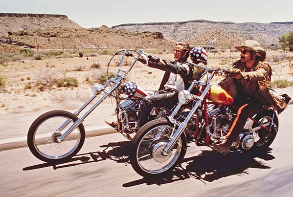 CAPTAIN AMERICA Wyatt (Peter Fonda, left) and Billy (Dennis Hopper) set off from LA to New Orleans on a doomed adventure, in Easy Rider, screening on Sept. 27, at the Fremont Theater. - PHOTO COURTESY OF PANDO COMPANY INC.