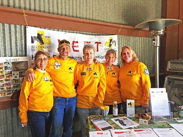 PREPARDNESS SLO HEET members (from left to right) Dawn, Perrine, Mark Granaroli, Julie Monser, Heidi Goetz, and Karen Jones are all trained volunteers who lend their time to evacuate and shelter horses in emergency situations. - PHOTO COURTESY OF SLO HEET