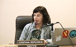 A WIN FOR REPLOGLE At an OCSD meeting on Jan. 22, the board of directors voted unanimously to reconsider its bar on board member Cynthia Replogle's participation in committee assignments. - SCREENSHOT FROM SLO-SPAN