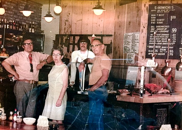 OPENED 1971 Stan Van Beurden opened Hofbrau der Albatross in 1971. Pictured is his dad, Cornelius (far left), his brother Joost (back) with two of the Morro Bay restaurant's first customers. - PHOTO COURTESY OF STAN VAN BEURDEN