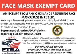 EXEMPT? Fraudulent cards claiming to exempt the holder from California’s face covering ordinance are floating around SLO County Facebook groups. - SCREENSHOT FROM FACEBOOK