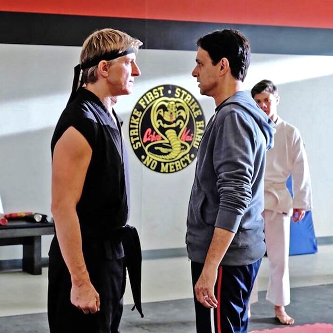 SWEEP THE LEG The rivalry between Karate Kid characters Johnny Lawrence (William Zabka) and Daniel LaRusso (Ralph Macchio) reignites after Lawrence decides to reopen his alma mater karate dojo, in the popular YouTube Red series, Cobra Kai, which was recently acquired by Netflix.