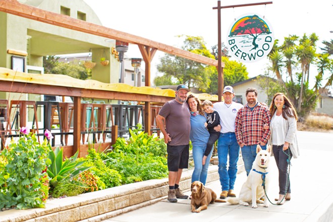 TEAM BEERWOOD (left to right) Alex Flores, Annie Steinmann, Blake Lohman, Troy Gatchell, and Liana Harlan breathed new life into a community gathering spot on Santa Maria Avenue in Baywood.