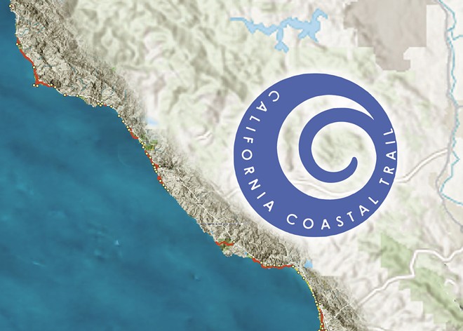 Map it out Find a California Coastal Trail segment near you by visiting the-california-coastal-trail-1-coastalcomm.hub.arcgis.com. There you will find an interactive map that highlights where the trail exists and where it’s missing. Get Outside re-created this map of SLO and Santa Barbara counties using the Coastal Trail Interactive Map Viewer. Yellow and red signifies where segments of Coastal Trail exist and circles denote coastal access points.