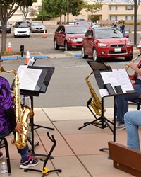 SAFELY GROOVING Active Aging Week participants were able to safely step out of their cars and dance to a live saxophone quartet on Oct. 8 in Santa Maria.