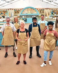DAZZLING DOZEN Twelve new contestants face off in the charming reality TV program The Great British Baking Show, now in its 11th season and available on Netflix.