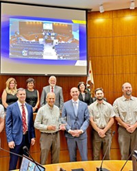 AWARD WINNERS SLO County Parks and Recreation staff pose for a photo with county supervisors after receiving a statewide award for their work transforming the once-struggling Dairy Creek Golf Course.