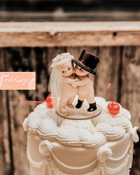 POWER COUPLE The rising popularity of vintage-style wedding cakes is bringing back old-school toppers as accessories—some of which were handed down by couples’ grandparents.