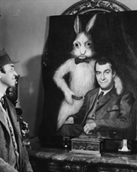 BESTIES Amiable eccentric Elwood P. Dowd (Jimmy Stewart) runs into trouble thanks to his best friend, an invisible white rabbit, in the 1950 classic, Harvey, screening in the Bay Theater.