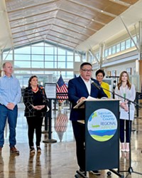 CREATED URGENCY U.S. Rep. Salud Carbajal (center) credited SLO County Regional Airport and its neighboring residents' efforts on bringing awareness to local PFAS contamination for helping him advance the bipartisan Clean Airport Agenda into law.