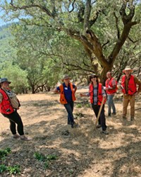 BOOTS ON THE GROUND UC Agriculture and Natural Resources Forestry Advisor Susie Kocher (second from left) conducts a statewide forest stewardship workshop field day with participants in Solano County.
