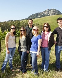 POLY WINES :  The Cal Poly Wine Festival is on its way. Pictured right to left are Sara Steffens, event coordinator Meredith Soden, winery coordinator Erica Bergvall, silent auction/sponsorship coordinator Emily Reneau Steven Larsen, web designer and Ryan Crosbie, Vines to Wines president.