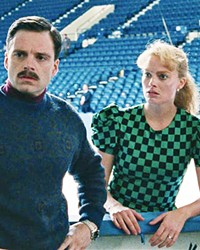 SABATOGE After a threat is called in against Olympic skater Tonya Harding (Margot Robbie, center, right), her ex-husband Jeff (Sebastian Stan, center left) gets the idea to do the same thing to one of Harding's competitors.