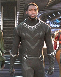 HERO In Black Panther, T'Challa's (Chadwick Boseman, center) resolve as king and superhero Black Panther is tested when he is drawn into a conflict that puts the fate of  his country and the world at risk.