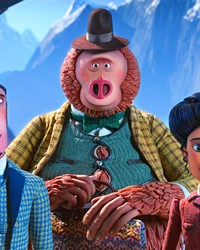 ADVENTURE TRIO (Left to right) Sir Lionel Frost (voiced by Hugh Jackman), a Sasquatch named Mr. Link (voiced by Zach Galifianakis), and Adelina Fortnight (voiced by Zoe Saldana), travel to the Himalayas in search of Mr. Link's long-lost Yeti relatives.