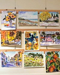 A SAMPLING Late Cambrian artist Steve Kellogg painted hundreds of works in his lifetime. Pictured here are several that are part of his retrospective exhibit at the Cambria Center for the Arts.