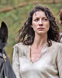 TIME TRAVELER Claire Randall (Caitriona Balfe), an English combat nurse from 1945, travels back in time to 1743 Scotland, where she falls in love with clansman Jamie Fraser (Sam Heughan), in the Starz series Outlander.