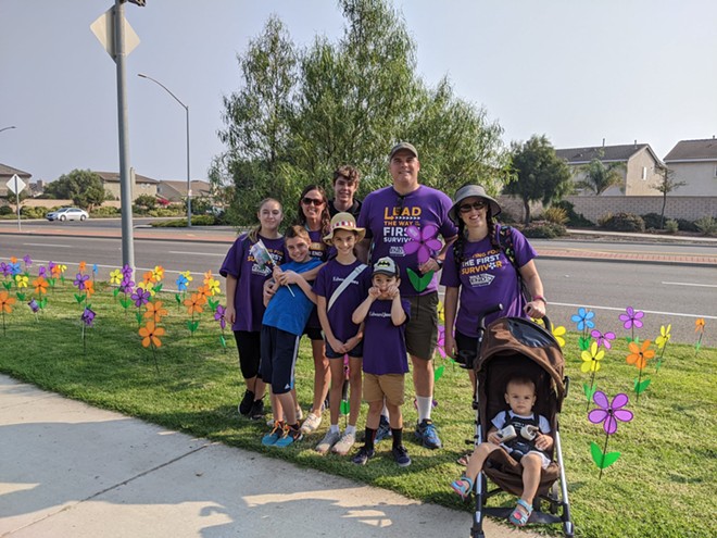 Family gathered at Rotary Centennial Park for the 2020 Walk to End Alzheimer's