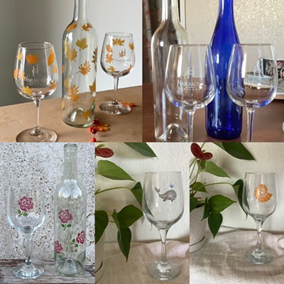 Paint on wine glasses.  No talent required!