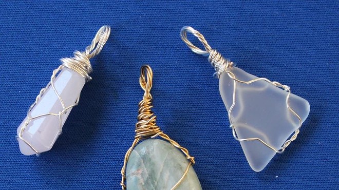 Wire-wrapping; A Pendant of Crystal or Sea Glass